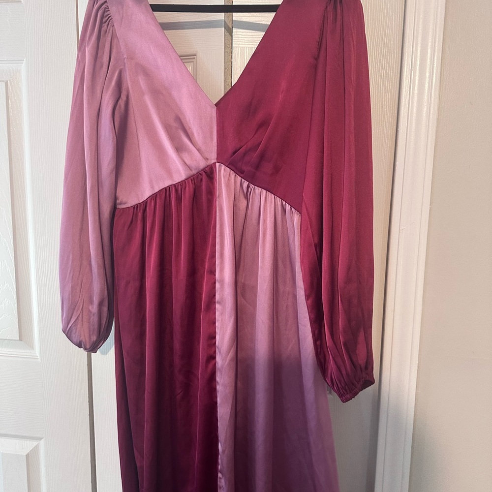 Elegant Long Sleeve Colorblock Dress